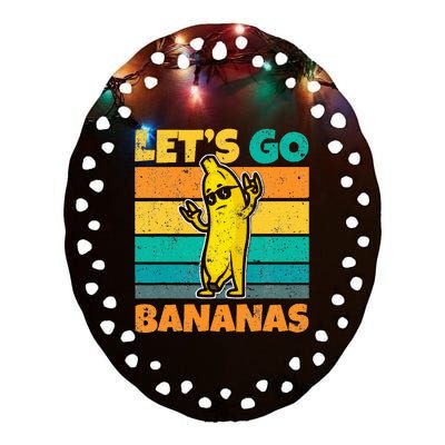 Retro Vintage Funny Banana Meme Let Go Banana Rocker Bananas Ceramic Oval Ornament