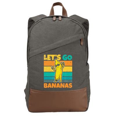 Retro Vintage Funny Banana Meme Let Go Banana Rocker Bananas Cotton Canvas Backpack