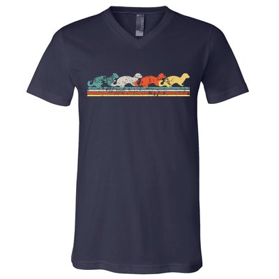 Retro Vintage Ferret V-Neck T-Shirt