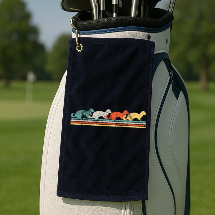 Retro Vintage Ferret Golf Towel