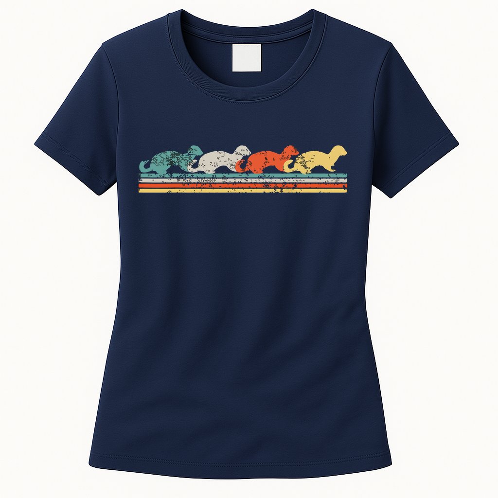 Retro Vintage Ferret Womens T-Shirt