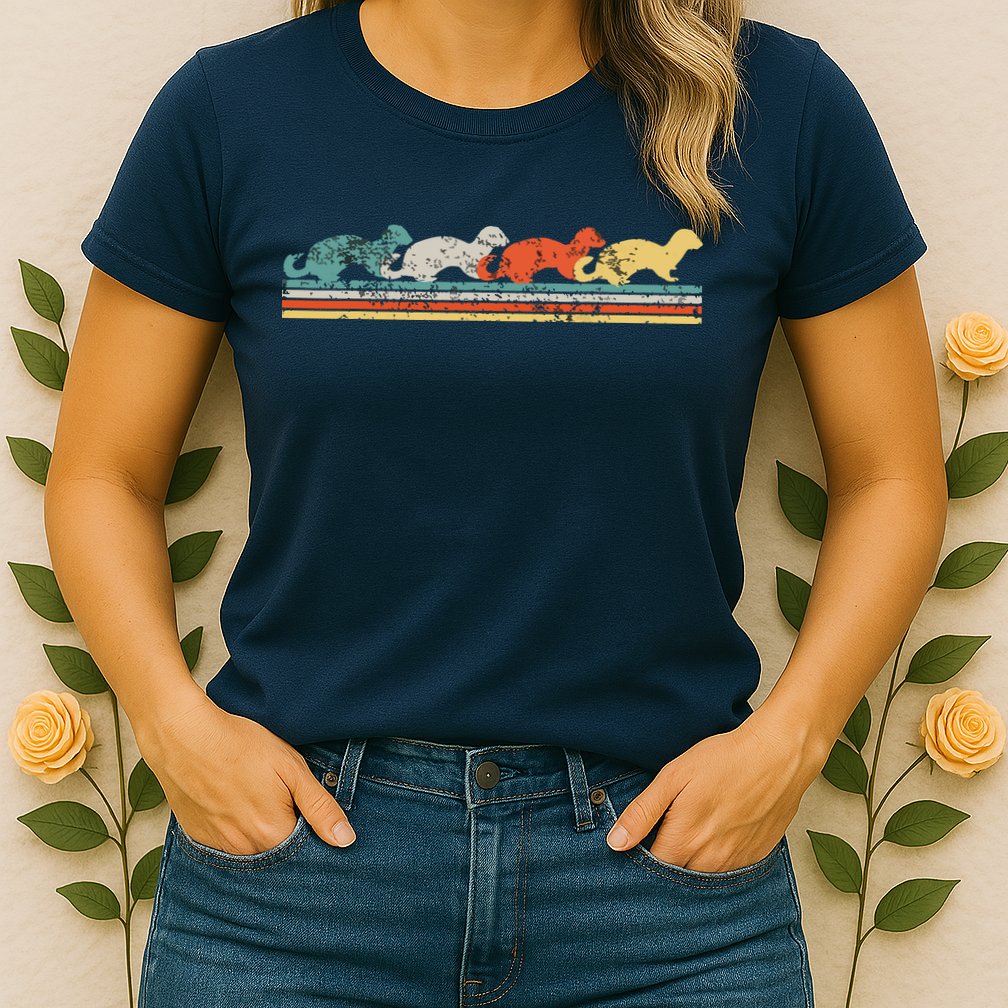 Retro Vintage Ferret Womens T-Shirt