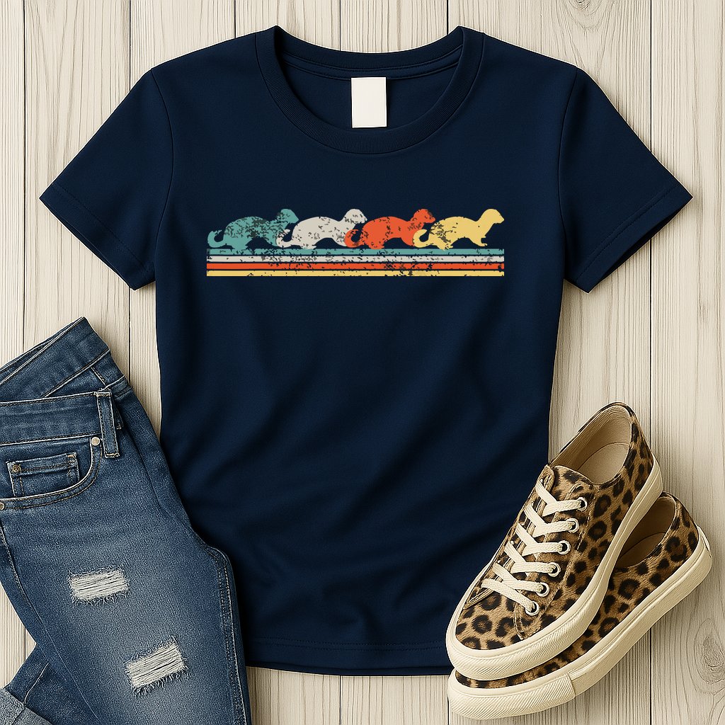 Retro Vintage Ferret Womens T-Shirt