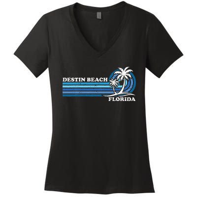 Retro Vintage Family Vacation Florida Destin Beach Women's V-Neck T-Shirt