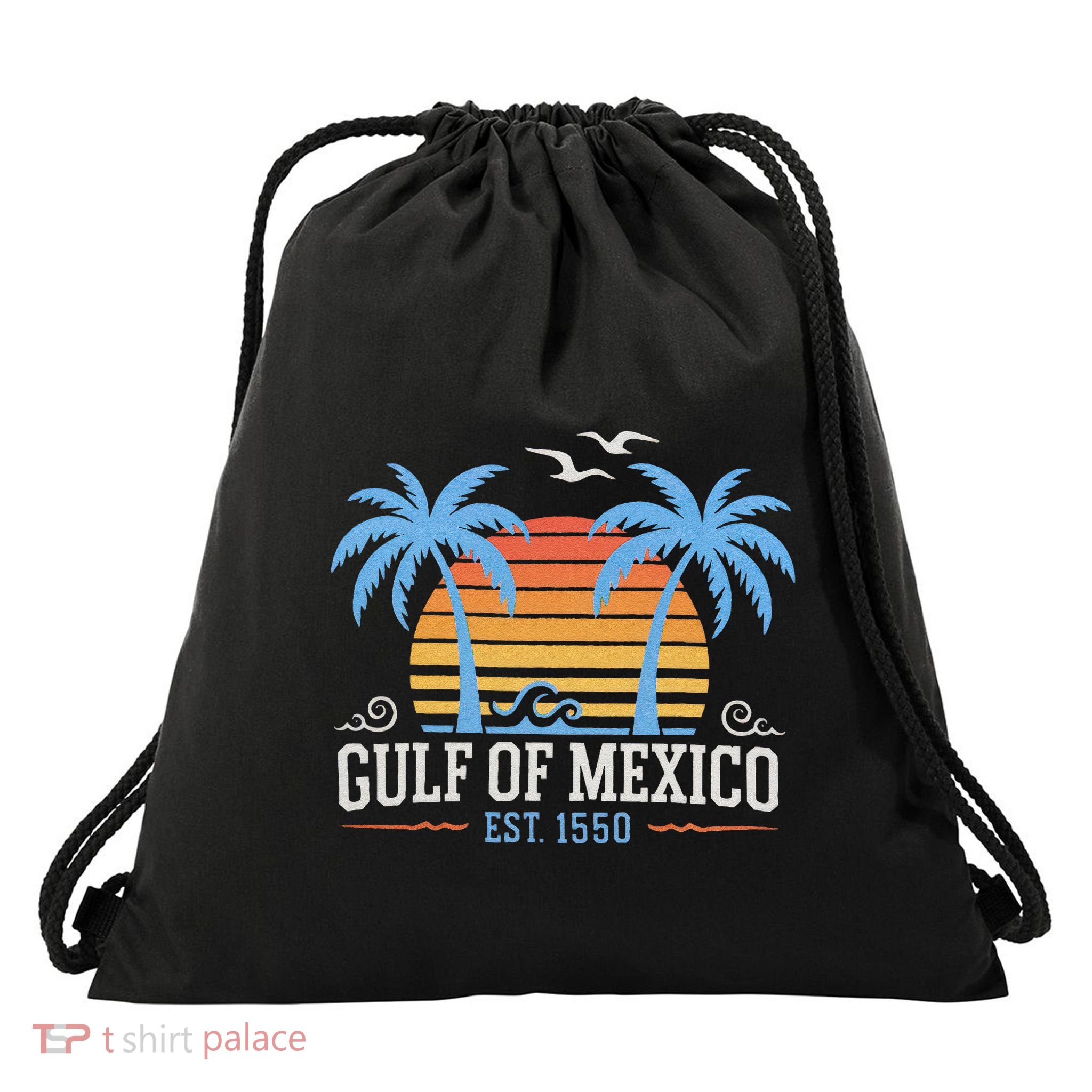 Retro Vintage Gulf Of Mexico Est 1550 Ideal Beach Wear Drawstring Bag