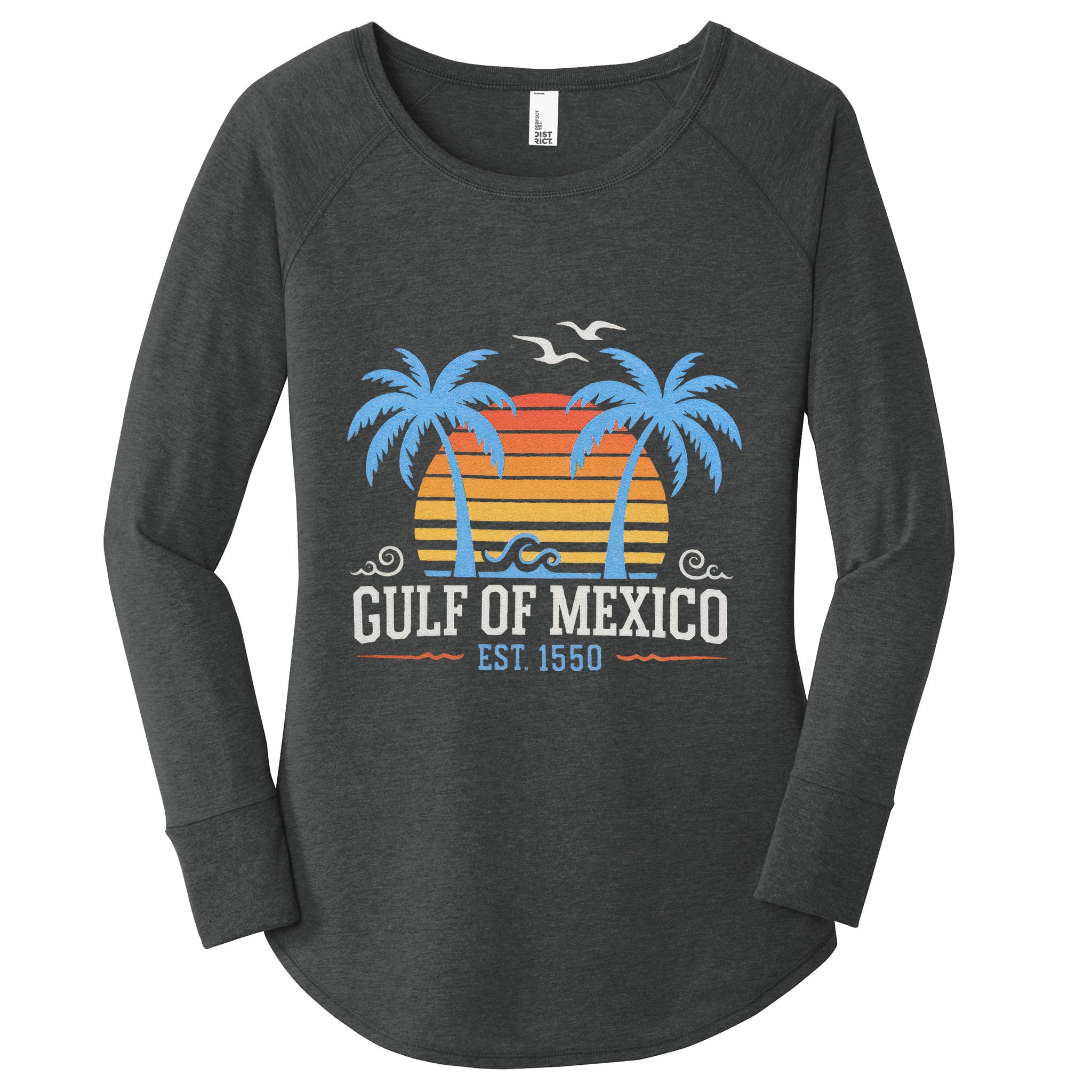 Retro Vintage Gulf Of Mexico Est 1550 Ideal Beach Wear Women's Perfect Tri Tunic Long Sleeve Shirt
