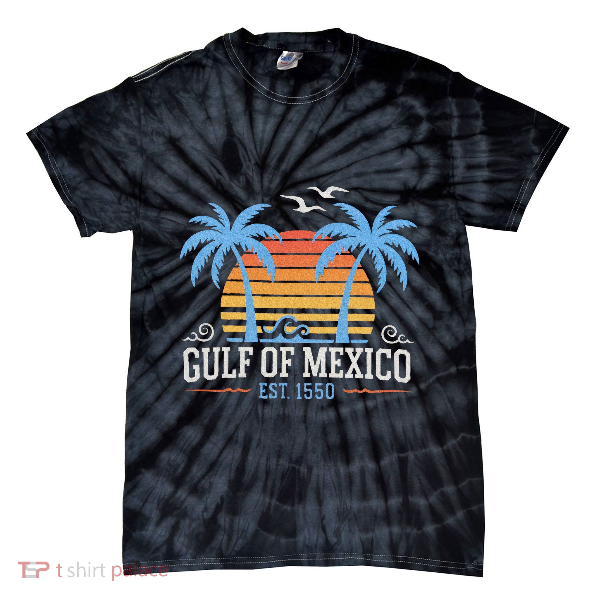 Retro Vintage Gulf Of Mexico Est 1550 Ideal Beach Wear Tie-Dye T-Shirt