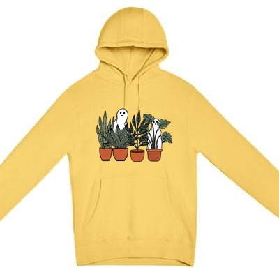 Retro Vintage Ghost Plant Lady Halloween Plants And Ghosts Funny Gift Premium Pullover Hoodie