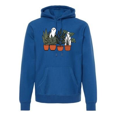 Retro Vintage Ghost Plant Lady Halloween Plants And Ghosts Funny Gift Premium Hoodie