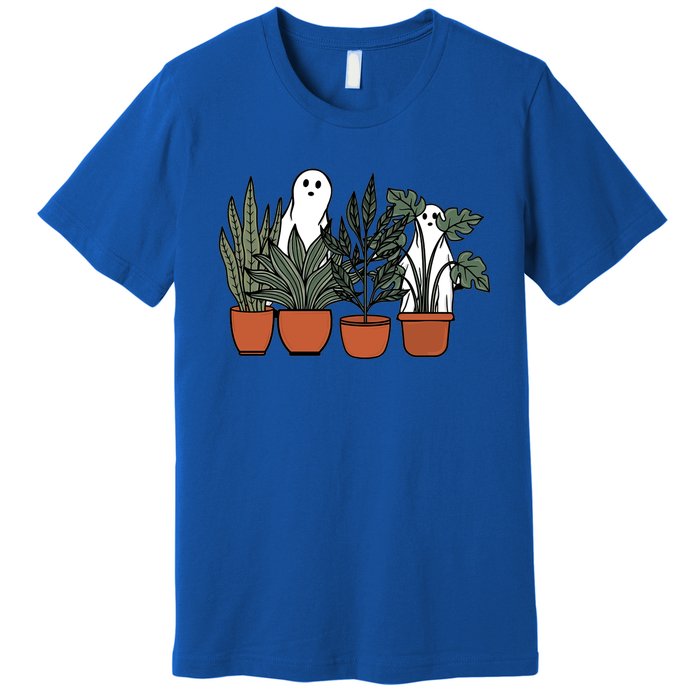 Retro Vintage Ghost Plant Lady Halloween Plants And Ghosts Funny Gift Premium T-Shirt