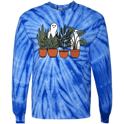 Retro Vintage Ghost Plant Lady Halloween Plants And Ghosts Funny Gift Tie-Dye Long Sleeve Shirt