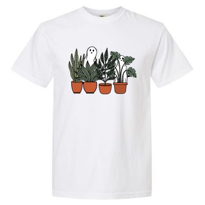 Retro Vintage Ghost Plant Lady Halloween Plants And Ghosts Funny Gift Garment-Dyed Heavyweight T-Shirt