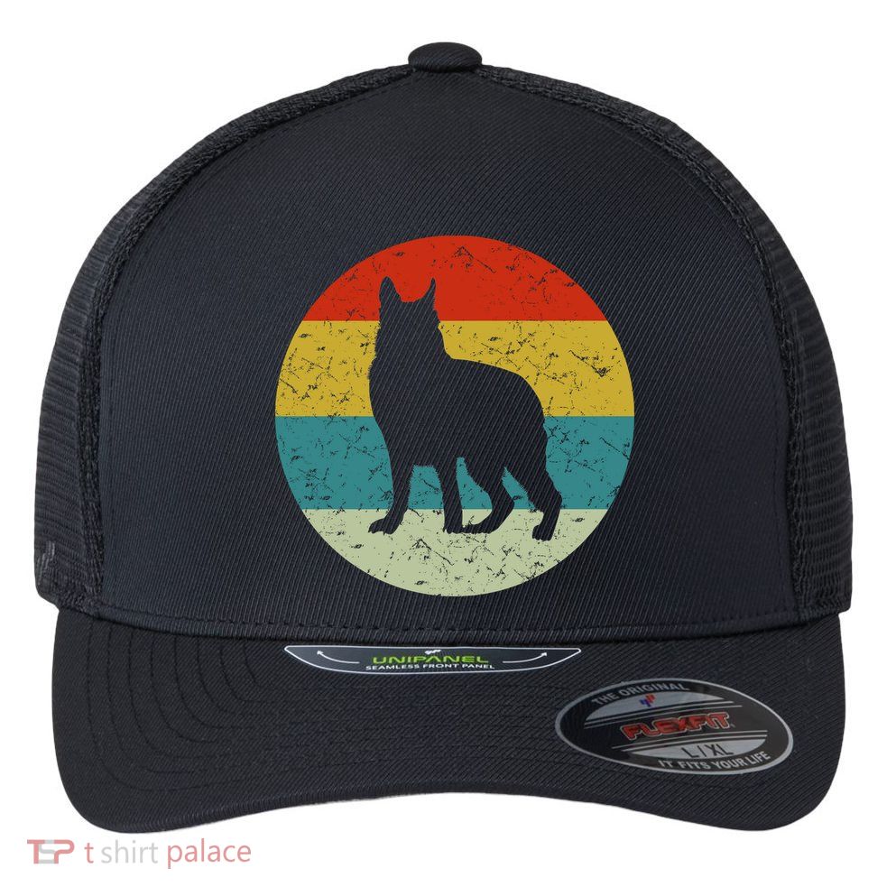 Retro Vintage German Shepherd Flexfit Unipanel Trucker Cap