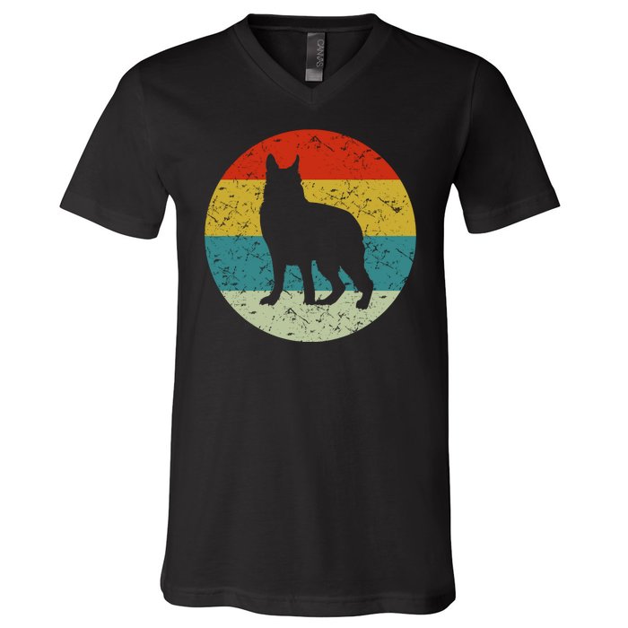 Retro Vintage German Shepherd V-Neck T-Shirt