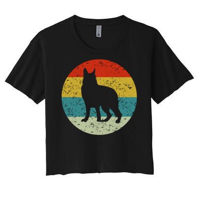 Retro Vintage German Shepherd Women's Crop Top Tee