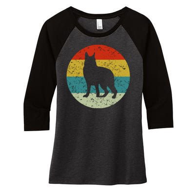 Retro Vintage German Shepherd Women's Tri-Blend 3/4-Sleeve Raglan Shirt