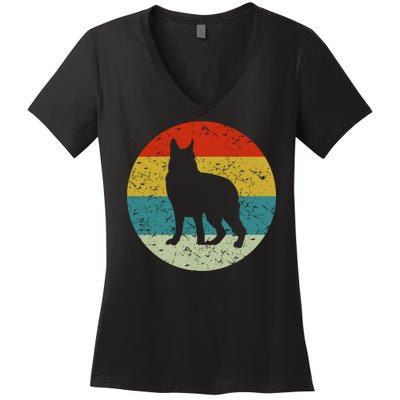 Retro Vintage German Shepherd Women's V-Neck T-Shirt