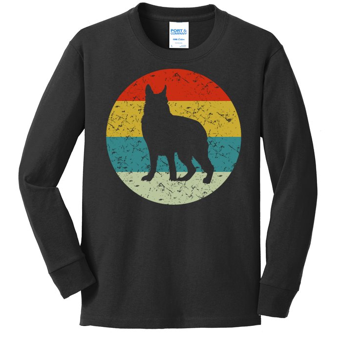 Retro Vintage German Shepherd Kids Long Sleeve Shirt