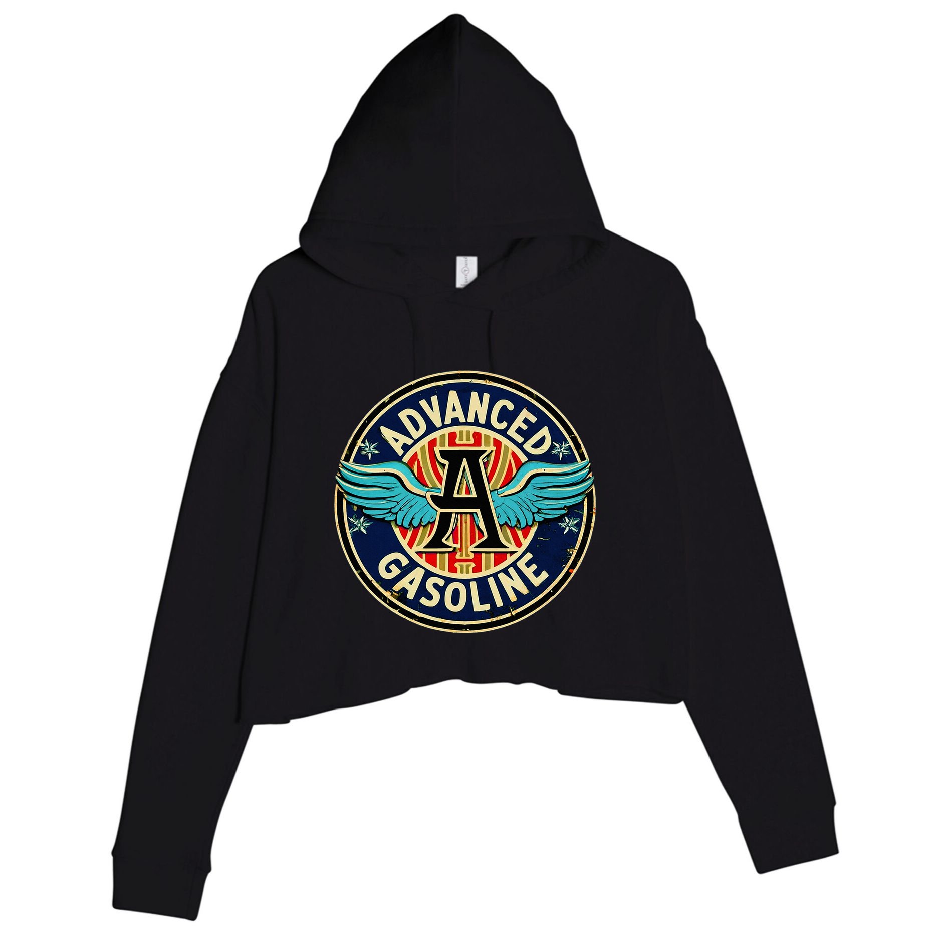 Retro Vintage Gas Station Advanced Gasoline Motor Oil Car Crop Fleece Hoodie