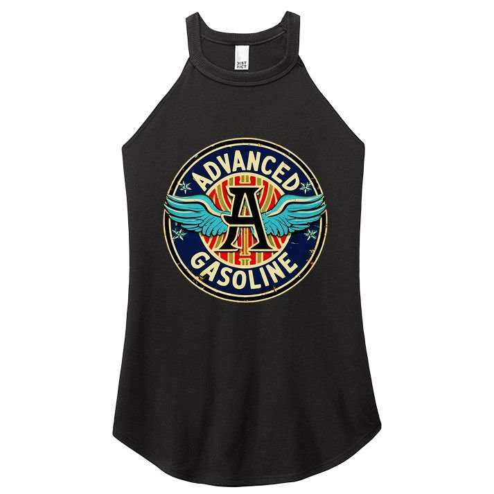 Retro Vintage Gas Station Advanced Gasoline Motor Oil Car Women's Perfect Tri Rocker Tank
