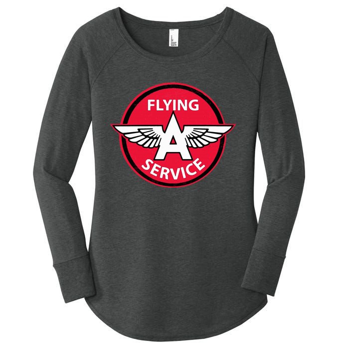 Retro Vintage Gas Station Flying A Service Motor Oil Car Women's Perfect Tri Tunic Long Sleeve Shirt