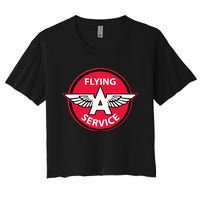 Retro Vintage Gas Station Flying A Service Motor Oil Car Women's Crop Top Tee