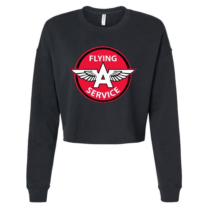 Retro Vintage Gas Station Flying A Service Motor Oil Car Cropped Pullover Crew