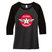 Retro Vintage Gas Station Flying A Service Motor Oil Car Women's Tri-Blend 3/4-Sleeve Raglan Shirt