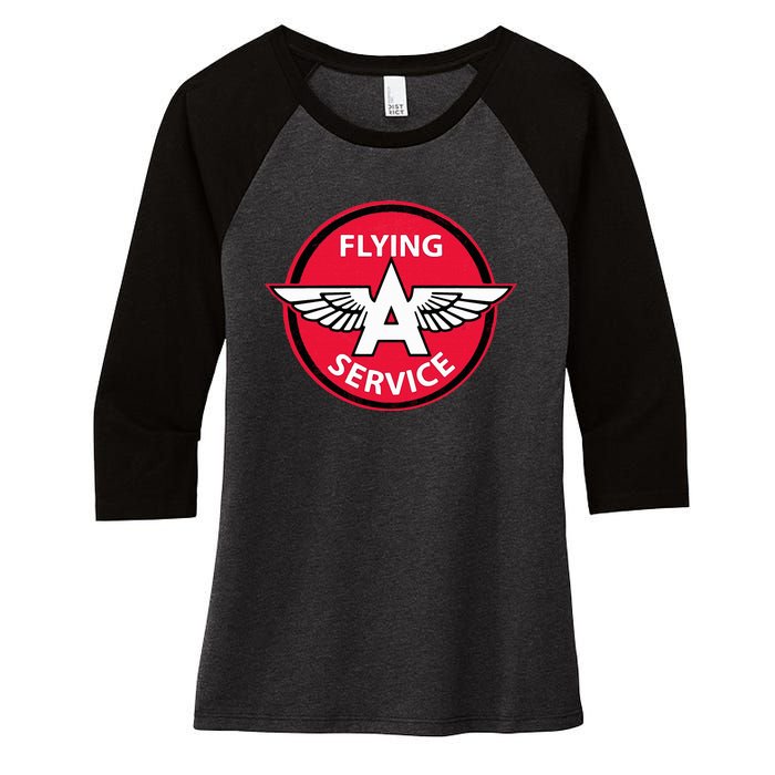 Retro Vintage Gas Station Flying A Service Motor Oil Car Women's Tri-Blend 3/4-Sleeve Raglan Shirt