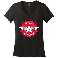 Retro Vintage Gas Station Flying A Service Motor Oil Car Women's V-Neck T-Shirt