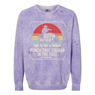 Retro Vintage Guy On A Buffalo Possum Possee Cool Gift Colorblast Crewneck Sweatshirt