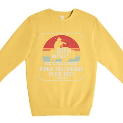 Retro Vintage Guy On A Buffalo Possum Possee Cool Gift Premium Crewneck Sweatshirt