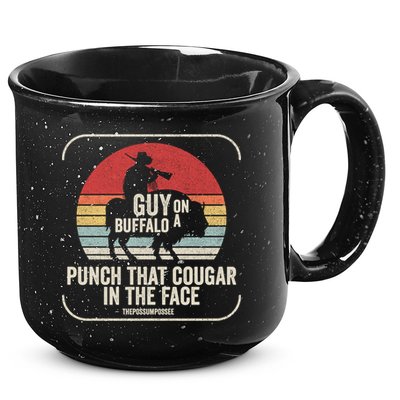 Retro Vintage Guy On A Buffalo Possum Possee Cool Gift 15oz Campfire Ceramic Mug