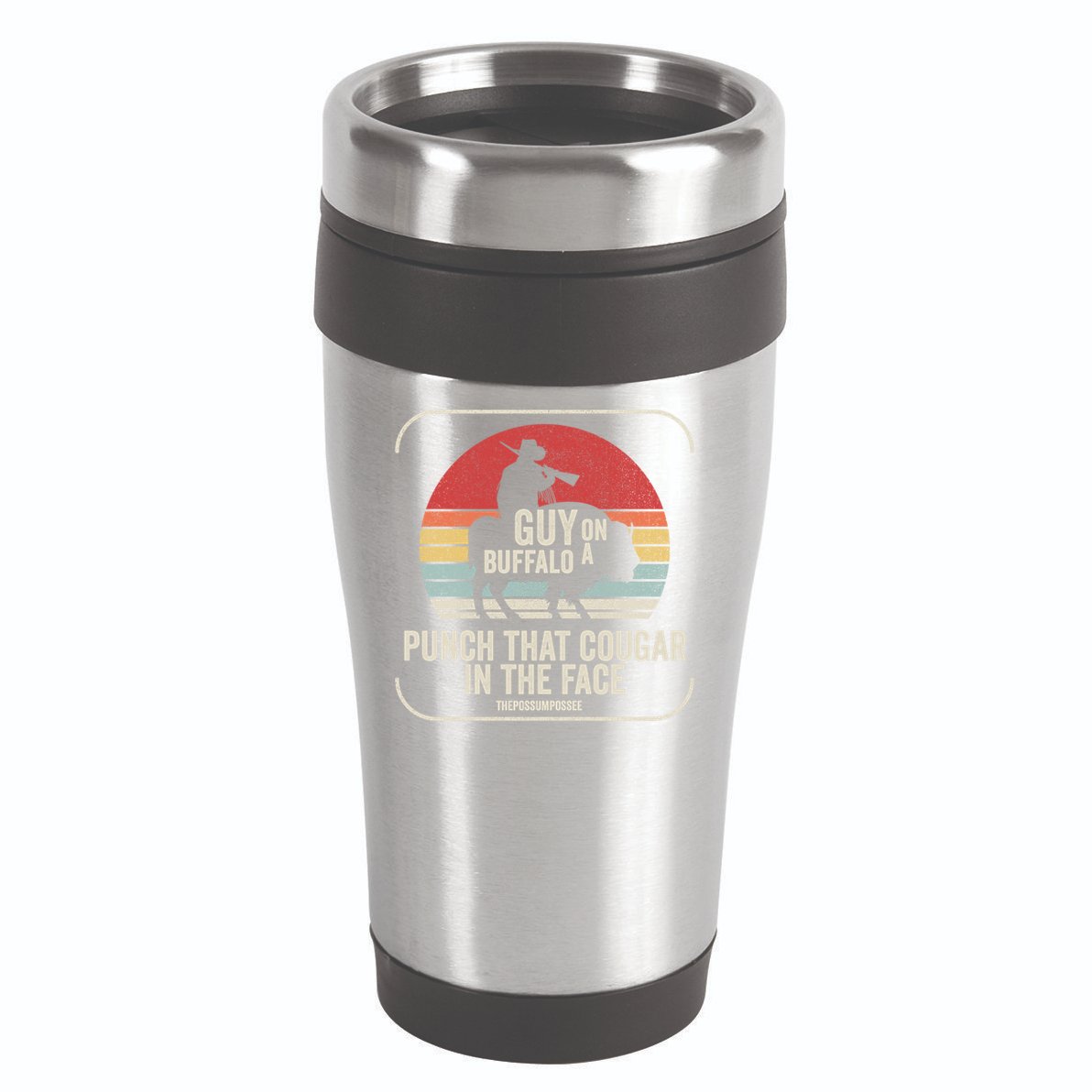Retro Vintage Guy On A Buffalo Possum Possee Cool Gift 16oz Travel Tumbler
