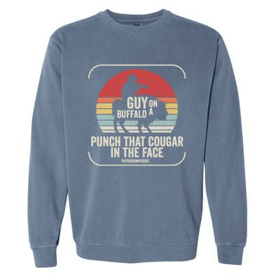 Retro Vintage Guy On A Buffalo Possum Possee Cool Gift Garment-Dyed Sweatshirt