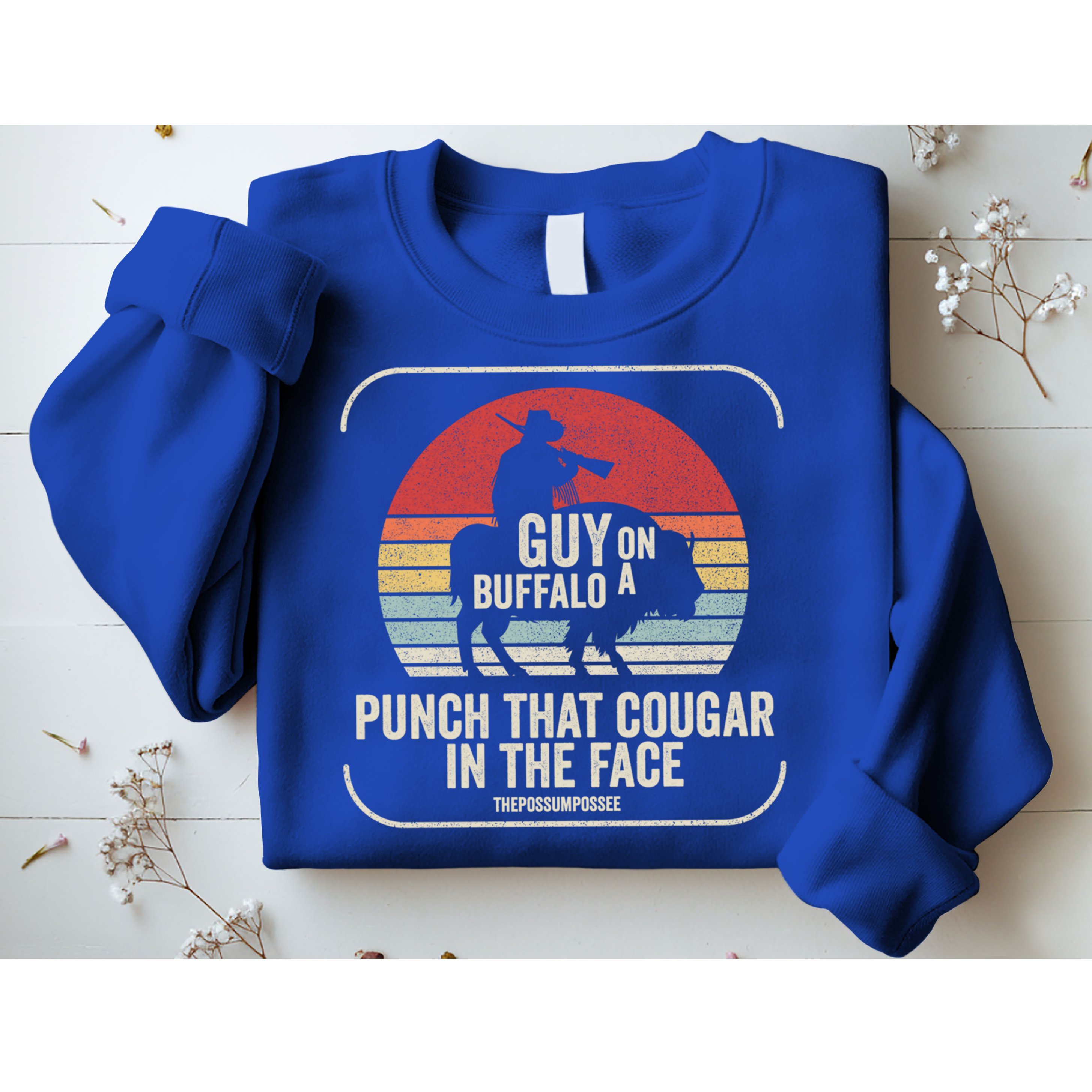 Retro Vintage Guy On A Buffalo Possum Possee Cool Gift Sweatshirt