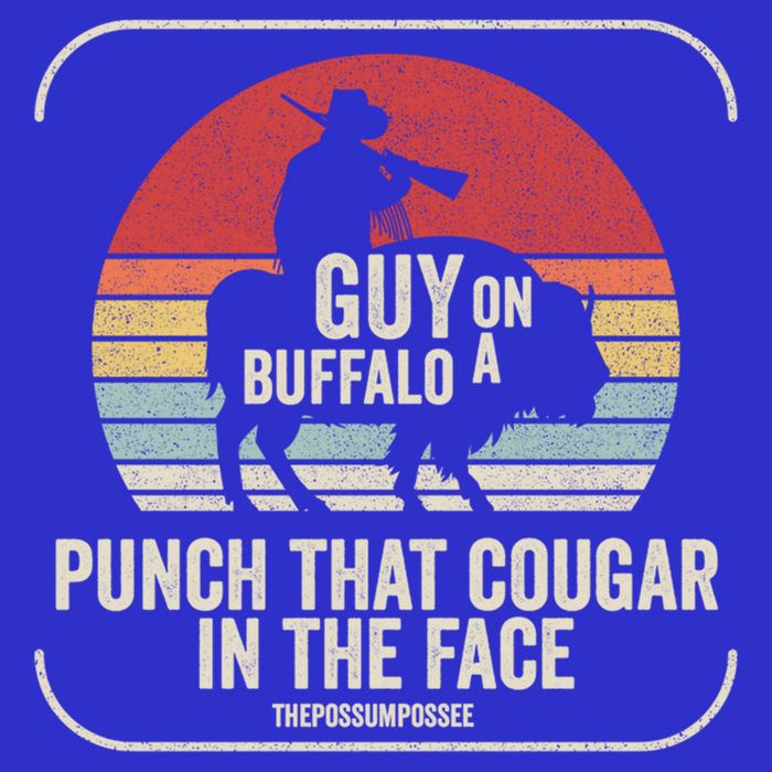 Retro Vintage Guy On A Buffalo Possum Possee Cool Gift Button