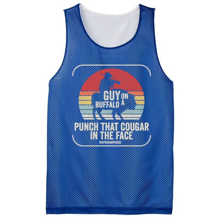 Retro Vintage Guy On A Buffalo Possum Possee Cool Gift Mesh Reversible Basketball Jersey Tank