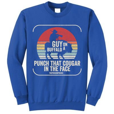 Retro Vintage Guy On A Buffalo Possum Possee Cool Gift Tall Sweatshirt