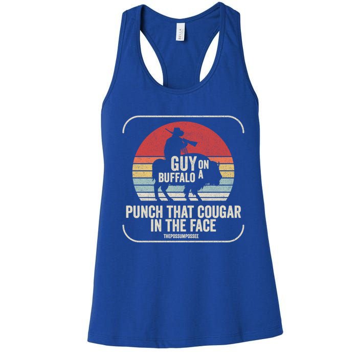 Retro Vintage Guy On A Buffalo Possum Possee Cool Gift Women's Racerback Tank