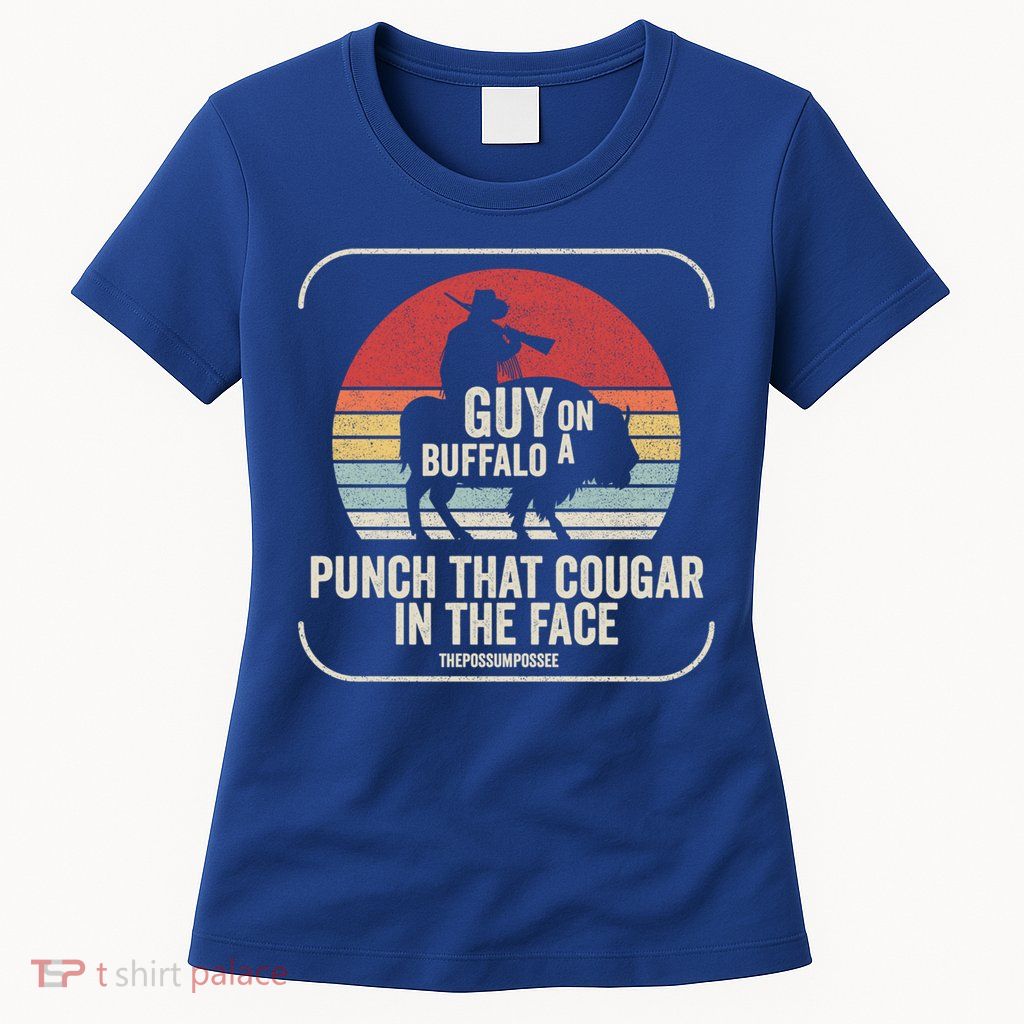 Retro Vintage Guy On A Buffalo Possum Possee Cool Gift Womens T-Shirt