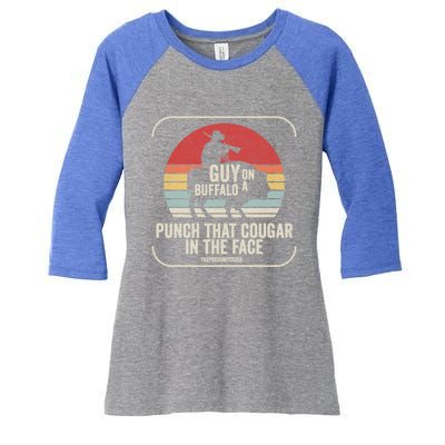 Retro Vintage Guy On A Buffalo Possum Possee Cool Gift Women's Tri-Blend 3/4-Sleeve Raglan Shirt