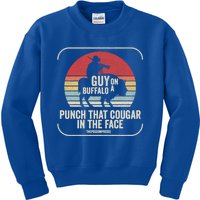 Retro Vintage Guy On A Buffalo Possum Possee Cool Gift Kids Sweatshirt