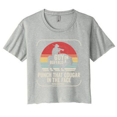 Retro Vintage Guy On A Buffalo Possum Possee Cool Gift Women's Crop Top Tee