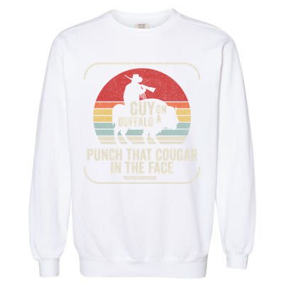 Retro Vintage Guy On A Buffalo Possum Possee Cool Gift Garment-Dyed Sweatshirt