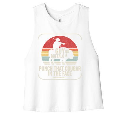 Retro Vintage Guy On A Buffalo Possum Possee Cool Gift Women's Racerback Cropped Tank