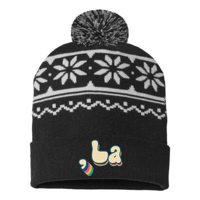 Retro Vintage Groovy Comma La Kammala Funny Political USA-Made Snowflake Beanie