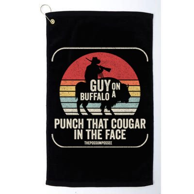 Retro Vintage Guy On A Buffalo Possum Possee Cool Gift Platinum Collection Golf Towel