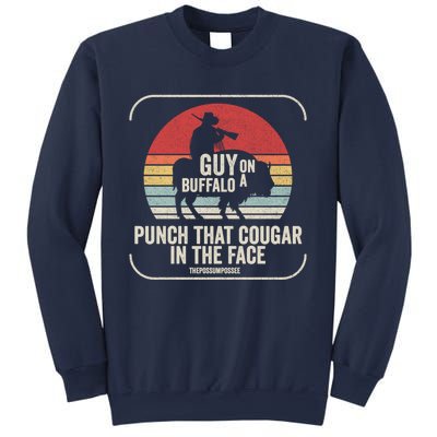 Retro Vintage Guy On A Buffalo Possum Possee Cool Gift Sweatshirt