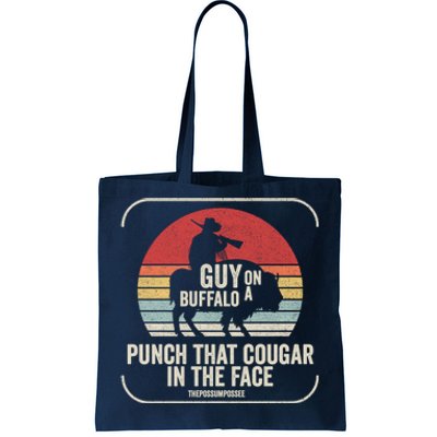 Retro Vintage Guy On A Buffalo Possum Possee Cool Gift Tote Bag